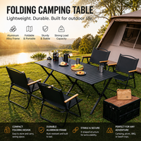 Ensemble chaise et table pliantes d'extérieur en acier carbone Explorer - Design Kermit, portable pour le camping, la plage et les pique-niques