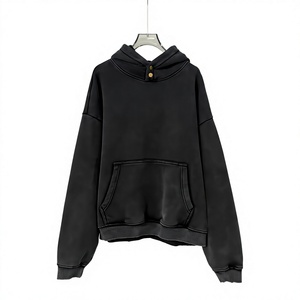 Sudadera con Capucha Extra Grande, Color Sólido, Bolsillo Frontal, Unisex, Informal, Tejido Francés, para Otoño - Product Image 4