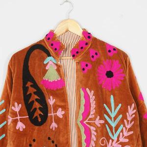 Custom <b>Women</b> Velvet Suzani Jacket Handcrafted Embroidered Bohemian Ethnic Luxury Vintage Floral Fashion <b>Coat</b> Wholesale - Product Image 2
