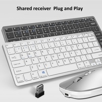 Ensemble clavier et souris sans fil 2,4 G BT rechargeable, mini clavier multimédia et souris pour ordinateur portable PC
