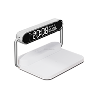 Multifunctionele bureaulamp, digitale wekker & nachtlampje, 15W snel draadloos oplaadstation voor de slaapkamer