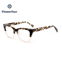 Montures de lunettes optiques carrées épaisses de luxe Flowerfour FFM3012, style vintage, pour adultes, en acétate