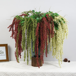<span class=keywords><strong>Mousse</strong></span> artificielle de haute qualité verdure suspendus feuillage vert rouge Amaranthus plantes pour mariage Vase Bouquet Arrangement de fleurs - Product Image 1