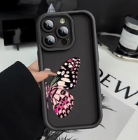 Coque de téléphone portable papillon en promotion pour iPhone 16 15 17 Air Pro Max 14 13, couleur bonbon givrée, antichoc, coque arrière