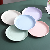 Lot de 6 Assiettes Rondes Multicolores Écologiques en Paille de Blé, Vaisselle de Table pour Repas et Fruits
