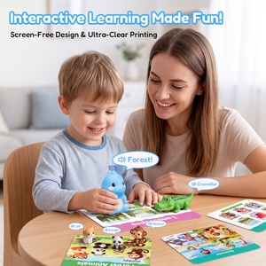 Cartes flash interactives parlantes pour enfants, appareil d'apprentissage de l'anglais, lecteur de dinosaures pour enfants, 600 mots, 12 comptes à rebours, kit de jouets STEM - Product Image 2