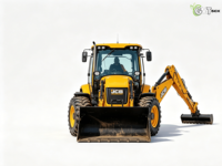 Chargeuse-pelleteuse lourde d'occasion JCB 5CX 4WS 4WD, excavatrice diesel Kubota, travaux de terrassement industriels, pompe hydraulique Eaton, 63 kW, 3200 kg de capacité nominale