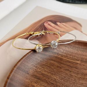 Dylam Minimalist Design 18K <b>Gold</b> Plated 925 Sterling Silver Women Fine Jewelry 5A Cubic Zircon Zirconia CZ Adjustable <b>Bangle</b> - Product Image 2