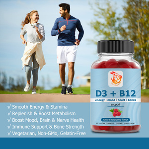 Best Selling D3 B12 Gummies with Folate Vitamin B12 Support Multivitamin Gummies Adult Women <b>Men</b> 60 Gummies Vitamin D3 B12 Gummy - Product Image 2