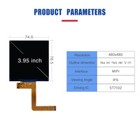 Modul LCD TFT IPS 3,95 Inci 480x480 dengan Antarmuka MIPI, IC Penggerak ST7701, Lampu Latar Putih, Area Aktif 71x70mm