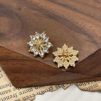 Kancing Logam Bentuk Bunga Berbahan Nikel-Free dengan Rhinestone dan Strass untuk Cardigan