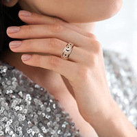 Bague anti-stress rotative en acier inoxydable dépoli motif étoile et lune, vente en gros, style assorti pour couple