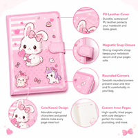 Carnet personnalisé mignon à motif de dessin animé, fermeture magnétique, reliure parfaite, journal/agenda en carton rigide Kawaii pour filles, idéal comme cadeau