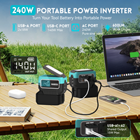 Convertisseur d'énergie à onde sinusoïdale pure 240W (2 pièces) pour batterie Makita 18V, sortie AC 120V, USB-C, pour la maison, les appareils électroménagers, le camping et la randonnée