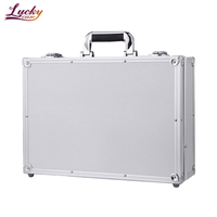 Usine argent boîte en aluminium avec mousse bricolage haute qualité en alliage d'aluminium mallette à outils équipement Portable fichier valise sécurité extérieure