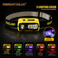 Linterna Frontal LED Recargable Ligera de 66g, 470 Lúmenes, USB C, Sensor de Movimiento, con Luz Roja para Camping, Senderismo y Correr