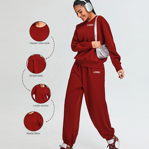 TM0205Y เซ็ทมีฮู้ดกีฬาลำลองทรงหลวมของผู้หญิงเสื้อผ้าโยคะโมดแบบนิ่มชุดใส่วิ่งออกกำลังกาย - Product Image 5