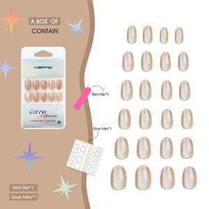 AIERFEI Faux ongles Fabricant Faux ongles ovales courts Conseils Pailleté Brun Oeil de chat Presse sur les ongles <span class=keywords><strong>Gel</strong></span> Effet vernis - Product Image 5