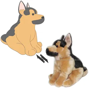 봉제 독일 셰퍼드 개 장난감 박제 늑대 강아지 현실적인 디자인 얼굴 동반자 어린이 애완 동물 플러시 플로피 동물