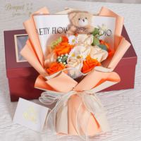 Meilleure Vente : Bouquet de Fleurs Artificielles Fait Main, Ours en Peluche Parfumé – Cadeau de Noël, Remise de Diplôme, Fête des Mères, Mariage