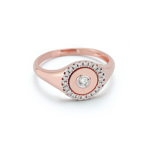 Bague chevalière en argent sterling 925 Disc Pave <span class=keywords><strong>diamant</strong></span> dot halo - Product Image 5