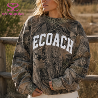 Ensemble survêtement camouflage surdimensionné pour femme : pull à col montant et pantalon de jogging deux pièces