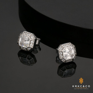KRKC Bán Buôn 5A Cubic Zirconia 14K Thật Mạ Vàng 925 Sterling Silver Men Kim Cương Stud Earrings Aretes - Product Image 3