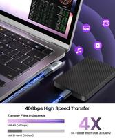 CABLETOLINK sudut kanan USB C laki-laki ke perempuan Extender pengisian daya 240W, konektor USB4 Tipe C 40Gbps, 8K60Hz untuk ROG Ally