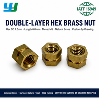 Écrou hexagonal double en laiton, filetage femelle de précision CNC, écrou de couplage rainuré, manchon hexagonal de connexion, non standard, OEM