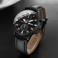 Ensemble de 4 montres pour homme, analogiques, quartz, boîtier en alliage, bracelet en cuir, style business, bijoux décontractés CC002