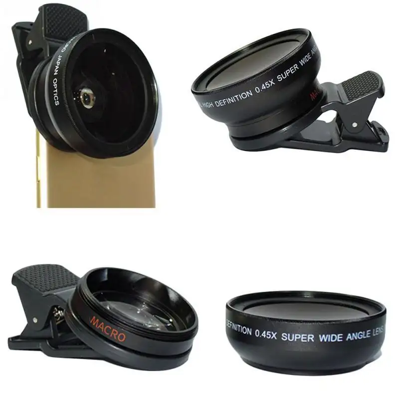 Phone Lens kit 0.45x Super Wide Angle & 12.5x Super Macro Lens for iPhone Android Mobile Phone Camera Lens