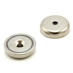 Pot Magnet Round Base Stainless Steel With Countersunk Hole Neodymium Pot Magnets