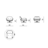 Fauteuil inclinable moderne italien en métal et tissu, canapé individuel, fauteuil de détente pour salon et bureau, fauteuil pivotant