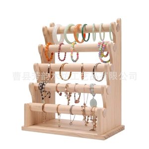 Wooden Tiered Display Rack For Bracelets Necklaces Hair Accessories Jewelry Organizer Multi Layer Storage <b>Stand</b> - Product Image 3