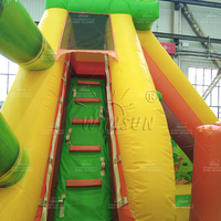 WINSUN Trampolin Tiup Bertema Panda Cina Baru, Kombinasi Kastil Tiup PVC Lucu untuk Anak-Anak dengan Perosotan untuk Acara