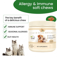 Complément alimentaire pour chiens : Soulagement des allergies, soin cutané anti-démangeaisons, soutien immunitaire, haute teneur en protéines, absorption rapide, comprimés à mâcher souples, vitamines