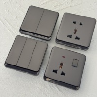 2026 86 Interrupteur mural double pôle pour éclairage domestique et ventilateur, avec variateur, 16A/13A 250V, prise universelle UK/Européenne, USB-C, électrique, gris, moderne