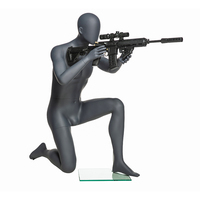 DQ-1 Ganzkörper-Männliche Erwachsenen-Schaufensterpuppe mit Eierkopf, Mattgrau, Sniper-Posen-Uniform-Mannequin