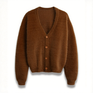 Oem & ODM của phụ nữ mùa đông dệt kim Cardigan thiết kế mới dài tay nút Bìa v-cổ áo với biểu tượng tùy chỉnh mô hình rắn - Product Image 4