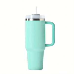 Vaso Térmico de 40 oz con Logotipo Personalizado, Botella de Agua Aislada de Acero Inoxidable, Taza de Café de 40 oz, Vasos de Viaje para Auto con Asa y Tapa con Pajita - Product Image 1