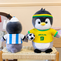 Peluche créative pingouin sportif de football, animal en peluche équipe de foot, poupée douce et câline, mascotte nationale pour boutiques de cadeaux et décoration