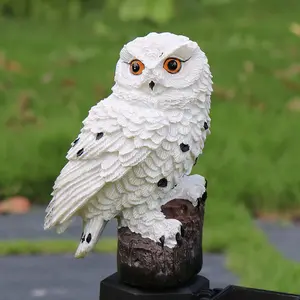 Outdoor IP44 waterproof resin sculpture crafts owl lights ornaments with solar energy inserted in simulated animal garden