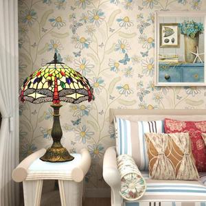 Lampe de table décorative Tiffany antique en verre teinté, 12 pouces, motif libellule, pour salon, chambre, café, style rétro, petite taille - Product Image 2