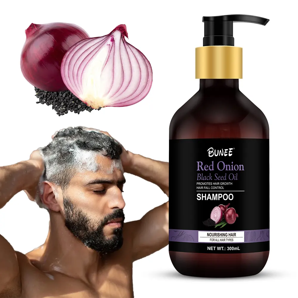 OEM All Natural Red Onion Shampoo Anti Hair Loss And Thinning Biotin Rice Water Hair Growth Shampoo For Hair Regrowth