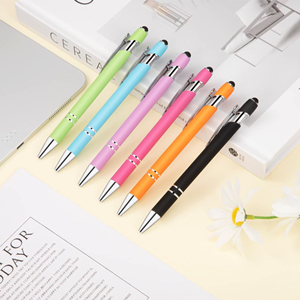 Stylos à bille personnalisés avec logo, métal aluminium, 2-en-1, écran tactile en caoutchouc souple, pour stylos promotionnels, encre noire/bleue - Product Image 4