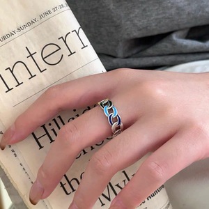Cuban <b>Ring</b> S925 Sterling Silver <b>Adjustable</b> Open Geometric Design Unisex Everyday Wear Light Luxury Jewelry - Product Image 1