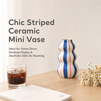 Vase en céramique en forme de gourde, peint à la main, à rayures colorées, décoration minimaliste nordique pour la maison, centre de table, cadeau