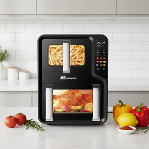 Friteuse à air double Anbolife 11,4 L (5,7 L + 5,7 L) 2800 W, panier amovible antiadhésif, facile à <span class=keywords><strong>nettoyer</strong></span>, non gras, avec fenêtre <span class=keywords><strong>de</strong></span> visualisation - Product Image 2