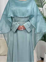 Abaya d'été élégante pour femmes Cape Robe de ciel étoilé en polyester faite à la main avec col ouvert Accessoires islamiques-Taille unique
