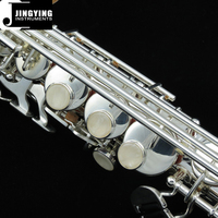 2023 Jingying Music Brass Wind Instruments,Brass Material Overall Silver Plating Classic Soprano Saxophone